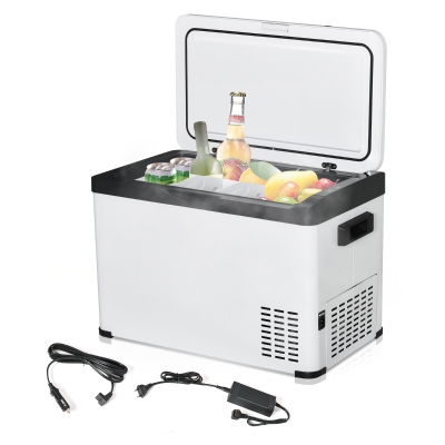 Outsunny Réfrigérateur Portable 30L Glacière Voiture Blanc