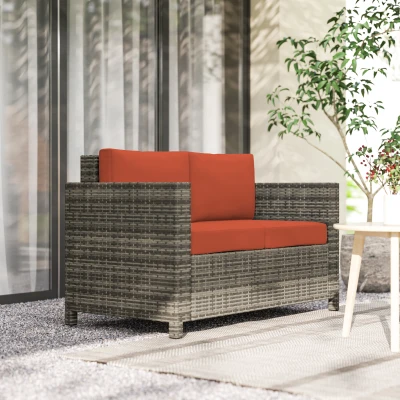 Rattan Sofa 130W x 70D x 80H cm Grey
