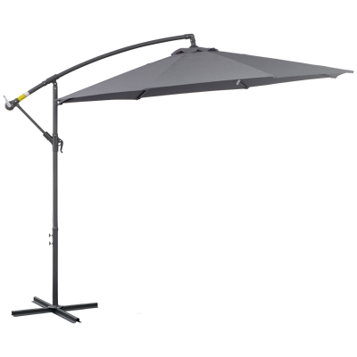 Outsunny Parasol Déporté Octogonal Ø3m Gris avec Pied en Croix