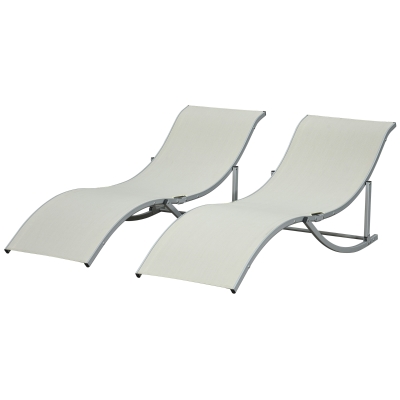 Outsunny 2 Bains de Soleil Pliables Aluminium Beige Extérieur