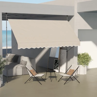 Outsunny Toldo Manual Retráctil con Manivela 350x120x210-300 cm con Altura Ajustable Impermeable y Anti-UV Arena