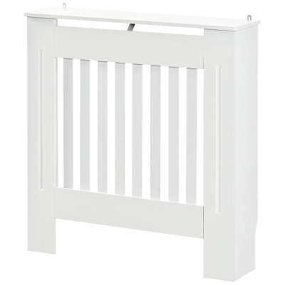 HOMCOM Cache-Radiateur Bois Blanc 78x19x81 cm Lattes Verticales