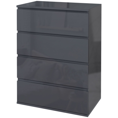 HOMCOM Commode Moderne 4 Tiroirs Laquée Grise Rangement