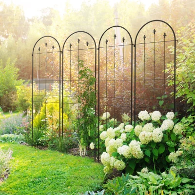 Outsunny Lot de 4 Garten-Trellis Pflanzenstütze aus Stahl 50 x 180 cm Schwarz
