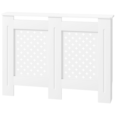 HOMCOM Radiatorverkleidung Heizkörperabdeckung Gitterdesign für Wohnzimmer Schlafzimmer aus Holz 112B x 19T x 81,5H cm weiß