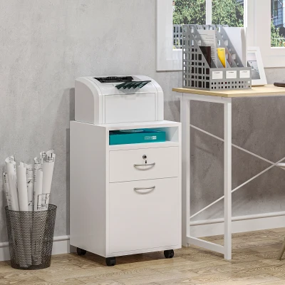 HOMCOM Cassettiera per Ufficio 40cm x 35cm x 60cm Bianco