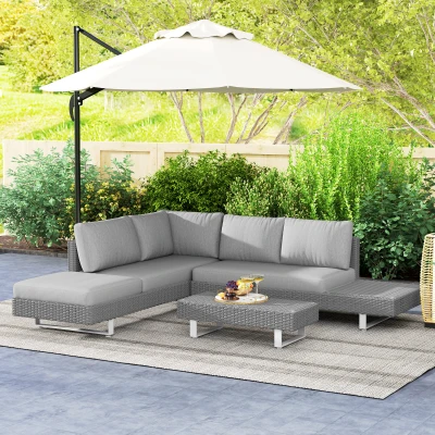 Garden Furniture Set 196W x 69D x 59H cm Light Grey