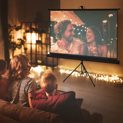 HOMCOM Écran Projection 84" 4K HD Trépied Réglable 16:9