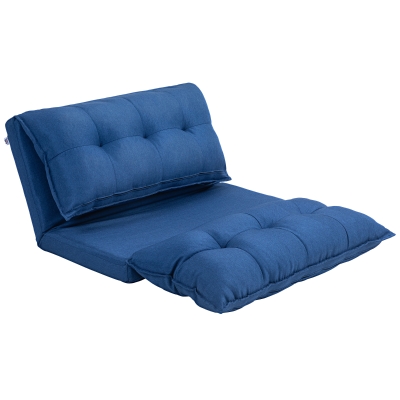 HOMCOM Fauteuil Sol Convertible Dossier Réglable 13 Positions Bleu