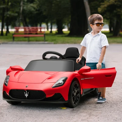 AIYAPLAY Elektroauto für Kinder im Maserati MC20 12V Lizenzdesign, Fernbedienung, LED, Musik und Hupe, 3 bis 6 Jahre, rot