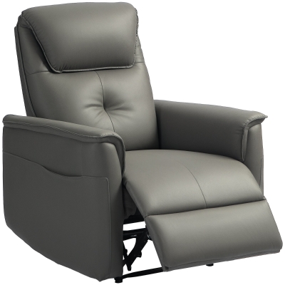 HOMCOM Fauteuil inclinable avec siège à ressorts ensachés et repose-pieds réglable, poches latérales, pour salon, chambre à coucher, Gris clair