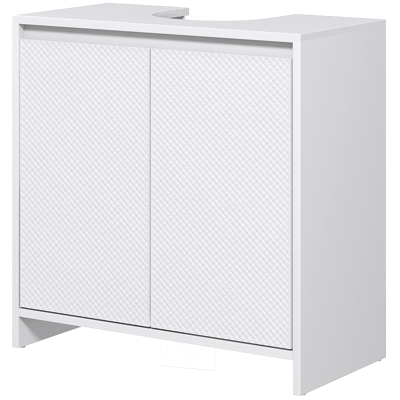 HOMCOM Waschtischunterschrank 2 Türen mit verstellbarem Regal Aufbewahrungsschrank für Waschbecken 60 B x 30 T x 60 H cm Weiß