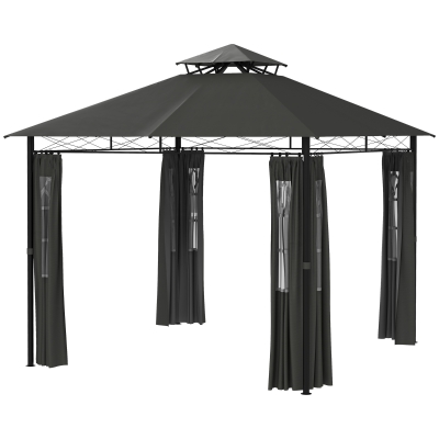 Outsunny Pavillon Tente de Fête de Jardin, 2,95 x 2,95 x 2,85 m, Gris Foncé