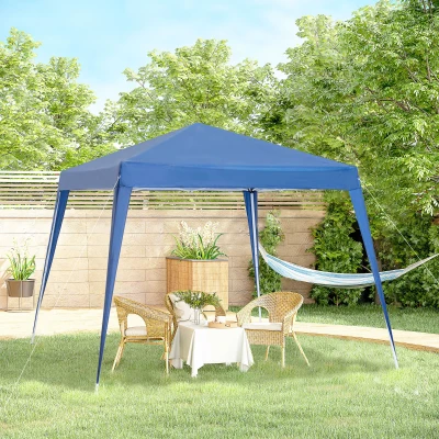 Outsunny Pavilion Gartenpavillon Pop-up Faltbar 3 x 3 m Stahl Polyester wasserdicht UV-beständig mit Tragetasche Blau