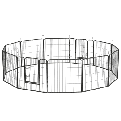 PawHut Parc enclos modulable acier époxy porte verrouillable pour chiens petits animaux intérieur et extérieur 80 x 80 cm gris