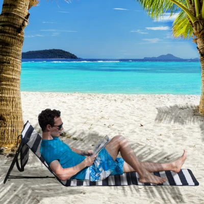 Outsunny Set 2 Sdraio Spiaggia ad Angolo Regolabile Multicolore