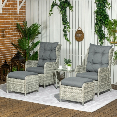Outsunny 5-Piece Rattan Garden Sofa Set Mixed Grey