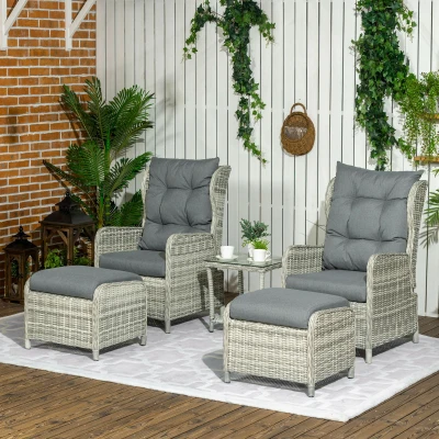 Outsunny 5-Piece Rattan Garden Sofa Set Mixed Grey