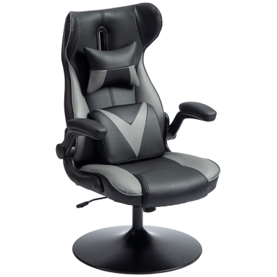 Vinsetto Chaise de Gaming avec Fonction Balançoire, Chaise pivotante, Réglable en Hauteur, Siège Rembourré, Métal, 67 x 71 x 112 cm, Gris