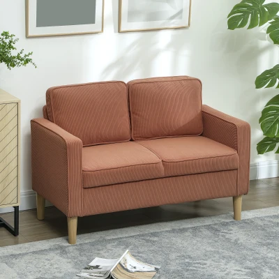 HOMCOM Canapé 2 Places avec Rangement et Pieds en Bois Massif, pour Salon, Chambre à Coucher, 117 x 63 x 79 cm, Rose