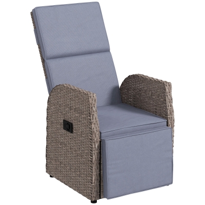 Outsunny Rattan Garden Armchair with Footrest 148° Brown/Grey