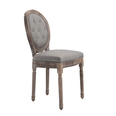 HOMCOM Ensemble de 2 Chaises de Salle à Manger, Set de Chaises, Chaise de Salon de Style Rétro, Chaise Rembourrée avec Revêtement en Lin Respirant, Chaise de Cuisine avec Dossier, Chaises de Repas, Bois de Caoutchouc, Gris, 50 x 54,5 x 97 cm