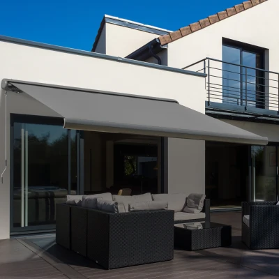 Outsunny Motorised Awning Retractable Dark Grey 3x2.5m