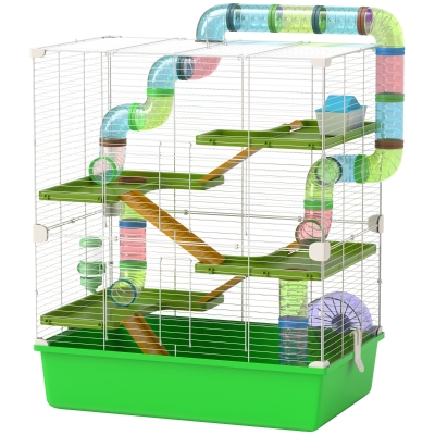 PawHut Grande Cage Hamster 5 Niveaux avec Tunnels et Accessoires