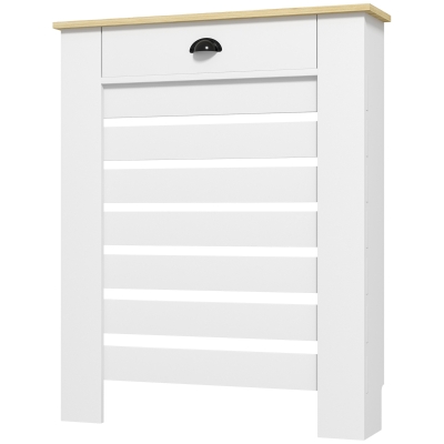 HOMCOM Cache Radiateur Bois avec Tiroirs 78x19x95,5 cm Blanc