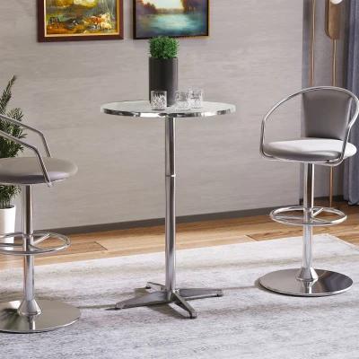 HOMCOM Table de Bar Aluminium Réglable 70/110 cm Acier Inox