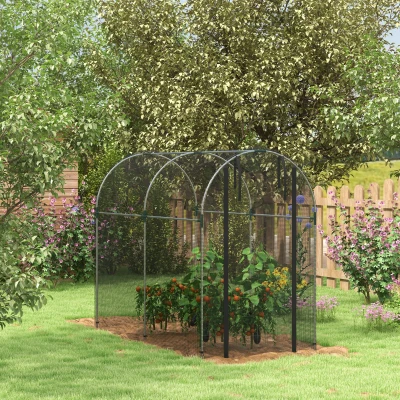 Outsunny Steel Fruit Cage Plant Protection Tent 1.2x2.4m Black