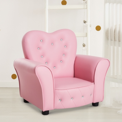 HOMCOM Kindersofa Kindersessel Prinzessin Minisofa Kinderzimmer Sofa herzförmig Rosa L59 x B41,5 x H49 cm