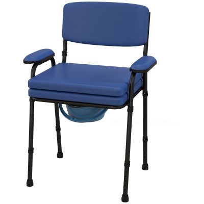 HOMCOM Chaise Percée Bleu Toilette Réglable Accoudoirs