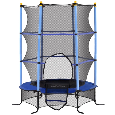 HOMCOM Trampolin für Kinder, Ø163 cm, mit Sicherheitsnetz, In- und Outdoor, Belastung bis 50 kg, Stahl, Kunststoff, Blau