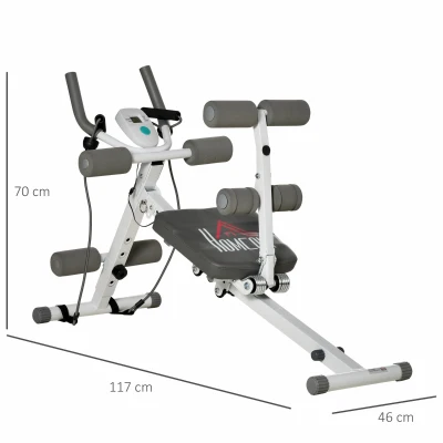 HOMCOM 2-in-1 Trainingsgerät für Sit-ups, mit LCD-Monitor, Fitness-Gerät für Zuhause, Stahl, Kunstleder