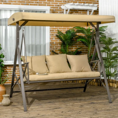 Outsunny Dondolo da Giardino 3 Posti Tetto Inclinabile e Cuscini