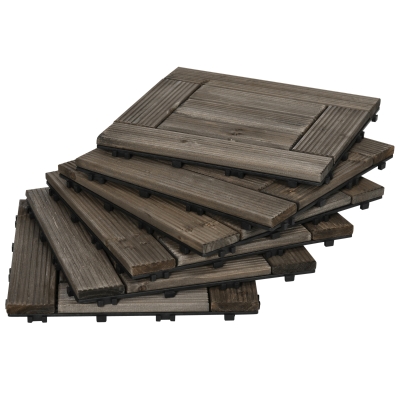 Outsunny Interlocking Decking Tiles 30x30cm Charcoal Grey