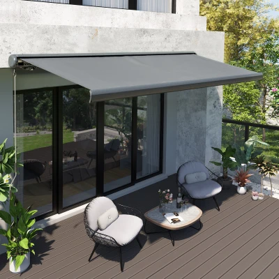 Outsunny 3.5x3m Retractable Awning Grey with LED Light
