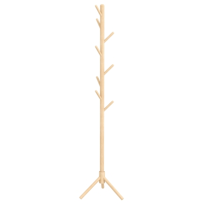 HOMCOM Wooden Coat Rack Eight Hooks Natural
