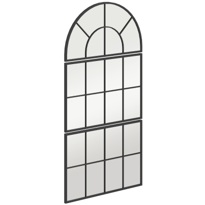 HOMCOM Wandspiegel, Fensterspiegel, dreiteilig, Metallrahmen, 76 x 53 cm, Schwarz