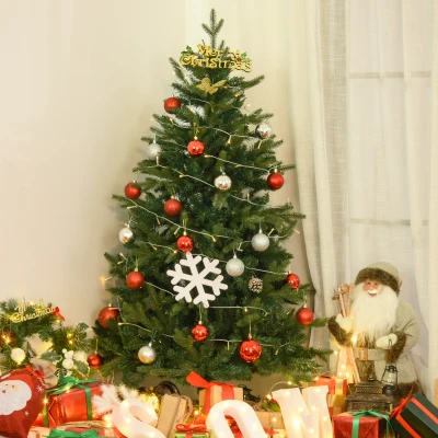 HOMCOM Weihnachtsbaum 1,5 m Christbaum Kunsttanne 946 Zweige Metallfuß PVC Grün Ø95 x 150H cm