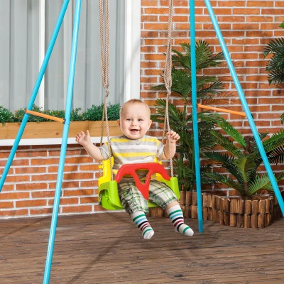Outsunny Columpio para Bebés con Respaldo Desmontable y Barra en T para 9-36 Meses 42x33x120-180 cm Multicolor