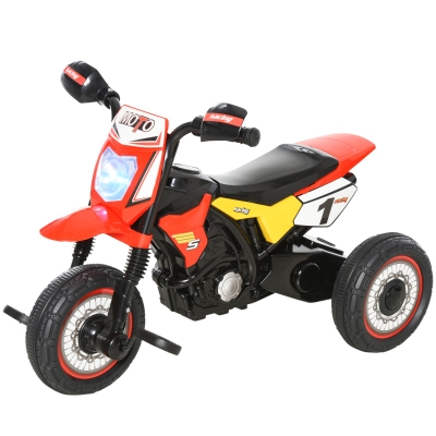 HOMCOM Tricycle Moto Cross Enfant Lumière Musique Rouge