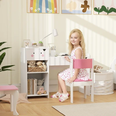 kids study table and chair set 96W x 40D x 80Hcm White