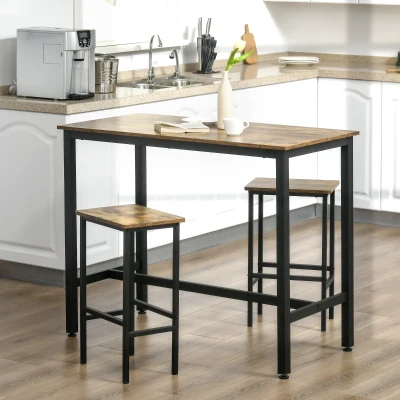 HOMCOM Industrial Bar Stools Set of 2 Rustic Brown