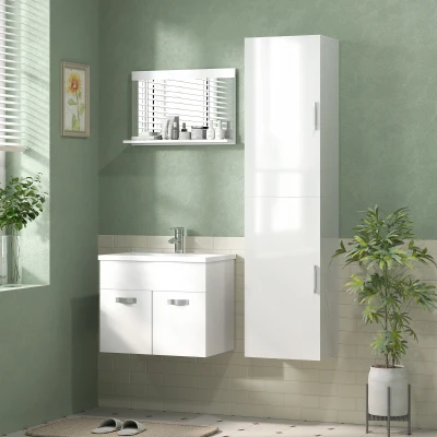 HOMCOM Columna de Baño de Pared con Estantes Ajustables y 2 Puertas Mueble de Baño Moderno 40x30x160 cm Blanco