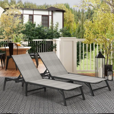 Rattan Sun Lounger 183cm x 62cm x 32cm Light Grey