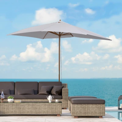 Outsunny Ombrellone da Giardino in Legno 2x3m Bianco