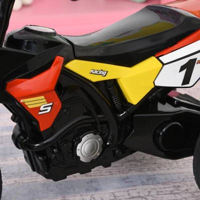 HOMCOM Moto Correpasillos Infantil para Niños de +18 Meses con Apariencia de Moto de Montaña con 3 Ruedas con Luces y Sonido Pedales Diseño Único 71x40x51 cm Rojo(m-8)