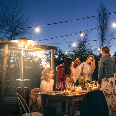Outsunny Chauffage Terrasse Gaz 13kW Noir avec Roues et Sécurité